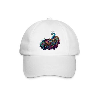 Pfau - Baseballkappe - Weiß/Weiß - Vorne