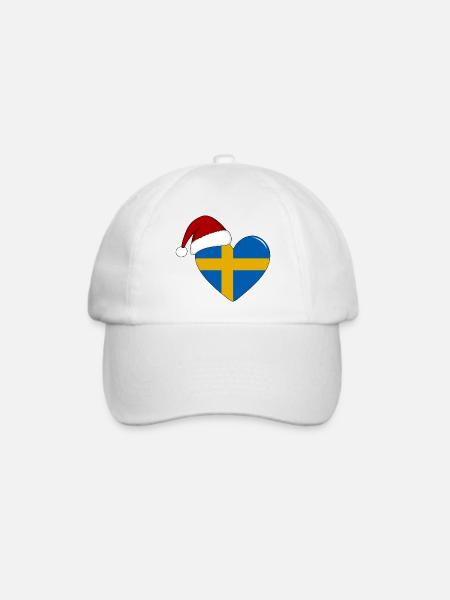 Schweden Flagge Weihnachten Herz - Baseballkappe - Weiß/Weiß