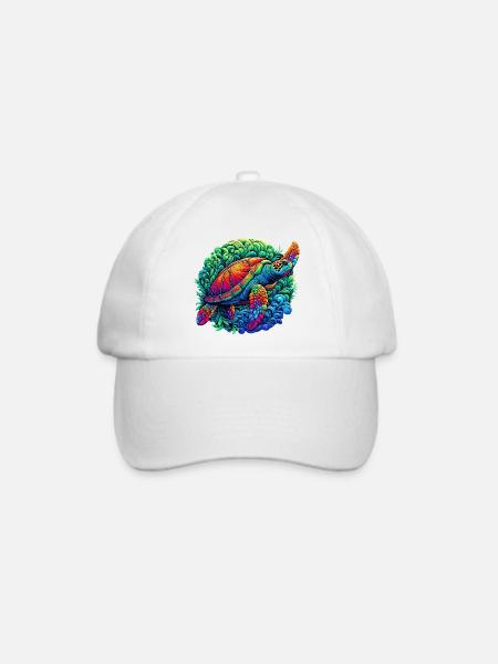 Schildkröte - Baseballkappe - Weiß/Weiß