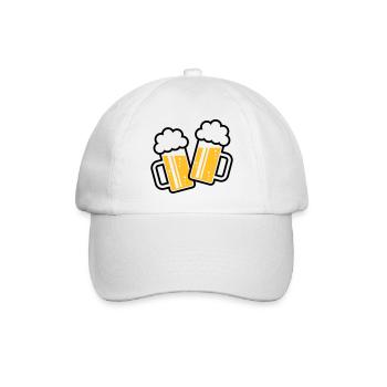 2 Bierkrüge Stoßen An, Prosit! (Bier Maßkrüge 2C) - Baseballkappe - Weiß/Weiß - Vorne