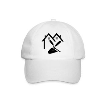 Hausbau Maurerfugennagel und Kelle - Baseballkappe - Weiß/Weiß - Vorne