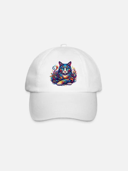 Katze - Baseballkappe - Weiß/Weiß