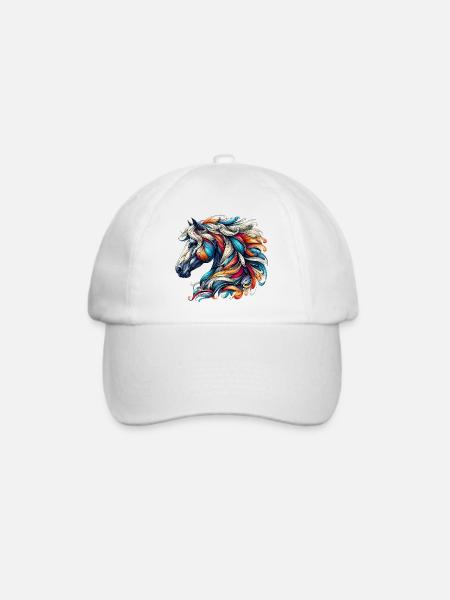 Pferd - Baseballkappe - Weiß/Weiß
