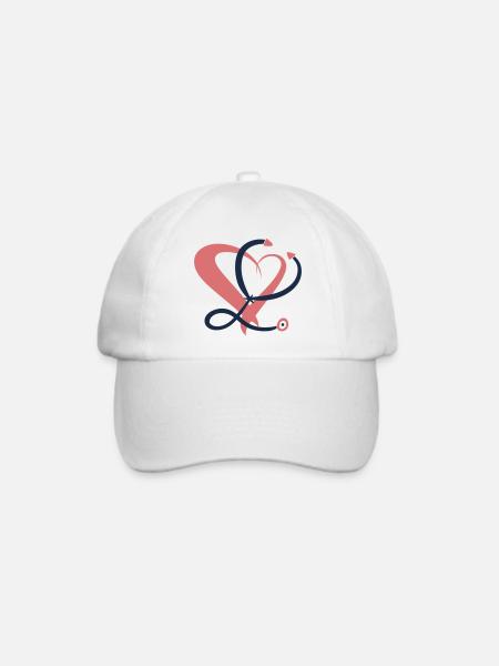 Stethoskop & Herz. Krankenschwester / Ärztin. - Baseballkappe - Weiß/Weiß