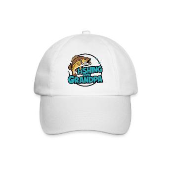 Angeln mit Opa buntes Angelmotiv - Baseballkappe - Weiß/Weiß - Vorne