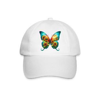 Schmetterlingsblumen Sonnenblumen Sonnenblumen - Baseballkappe - Weiß/Weiß - Vorne
