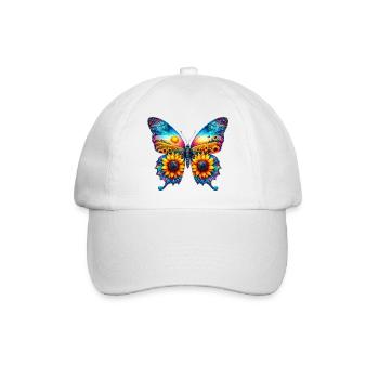 Schmetterlingsblumen Sonnenblumen Sonnenblumen - Baseballkappe - Weiß/Weiß - Vorne