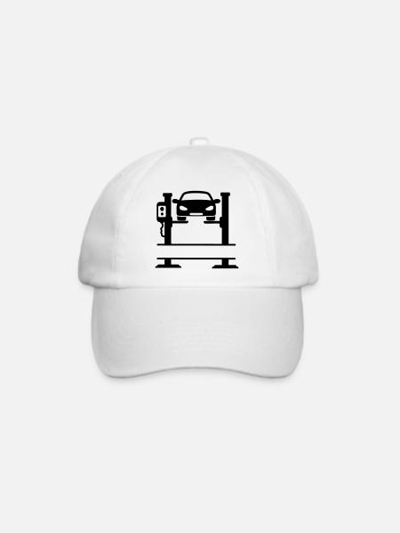 Auto-Garagen-Lift - Baseballkappe - Weiß/Weiß