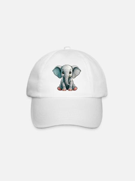 Kleiner Elefant - Baseballkappe - Weiß/Weiß