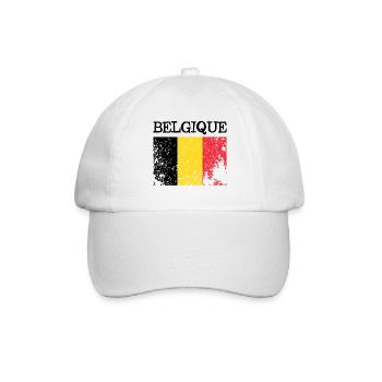 Belgien Belgium Retro Flag Flagge Belgique - Baseballkappe - Weiß/Weiß - Vorne