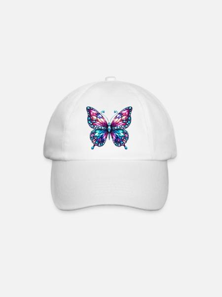 Schmetterling, Diamant, Diamanten, Kristalle, Kristall - Baseballkappe - Weiß/Weiß