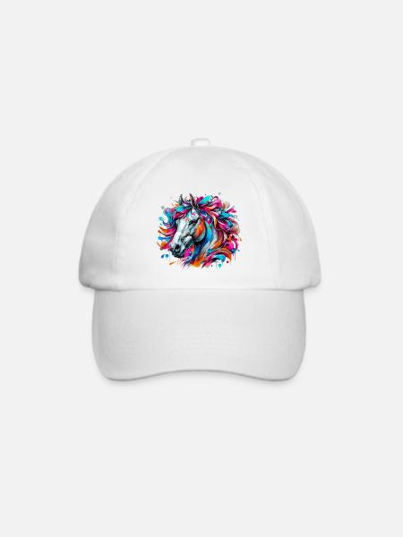 Pferd - Baseballkappe - Weiß/Weiß