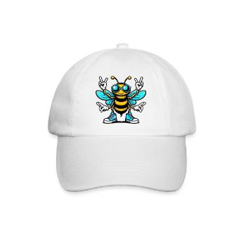 Biene mit Sonnenbrille - Baseballkappe - Weiß/Weiß - Vorne