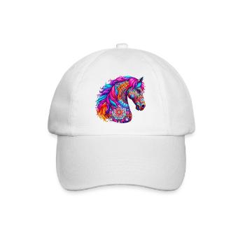 Pferd Mandala Zeichnung Indien Indien - Baseballkappe - Weiß/Weiß - Vorne