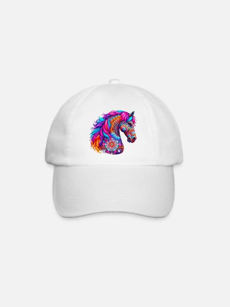 Pferd Mandala Zeichnung Indien Indien - Baseballkappe - Weiß/Weiß