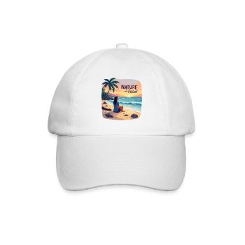 Nature is my Therapy - Urlaub am Meer - Baseballkappe - Weiß/Weiß - Vorne