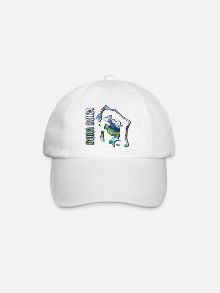 Aquarell Landkarte Bora Bora - Baseballkappe - Weiß/Weiß