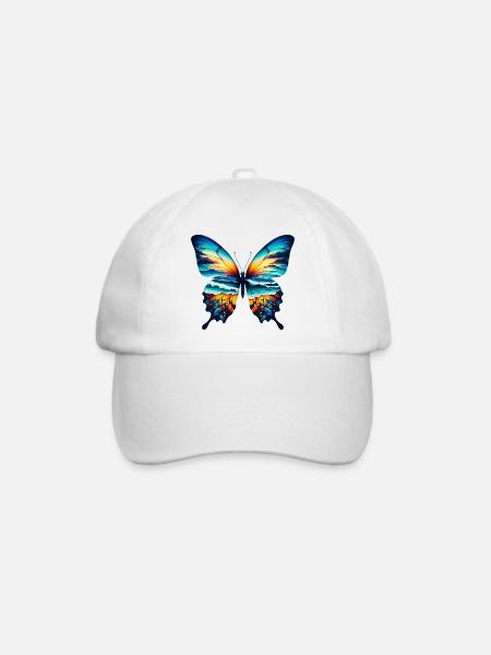 Schmetterling - Baseballkappe - Weiß/Weiß