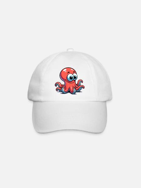 Krake - Baseballkappe - Weiß/Weiß