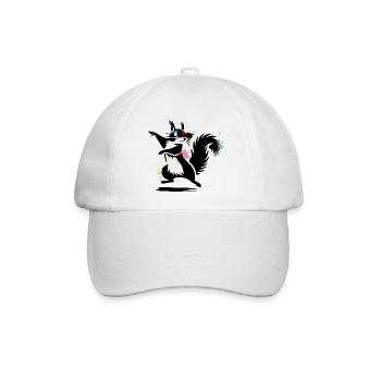 Stylisches Eichhörnchen mit Sonnenbrille Stencil - Baseballkappe - Weiß/Weiß - Vorne