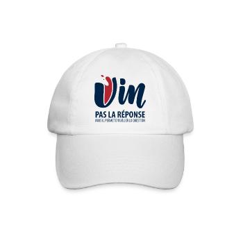 Wein, nicht die Antwort - Baseballkappe - Weiß/Weiß - Vorne