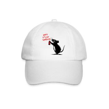 Rebel Rat - Happy F*ckin` Whatever - Baseballkappe - Weiß/Weiß - Vorne