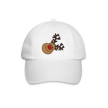 Glückliches Rentier (Rudolph) - Baseballkappe - Weiß/Weiß - Vorne