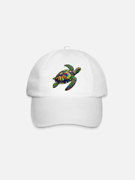 Meeresschildkröte - Baseballkappe - Weiß/Weiß