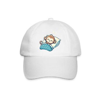 Monkey Sleeping In Bed At Night Time - Baseballkappe - Weiß/Weiß - Vorne