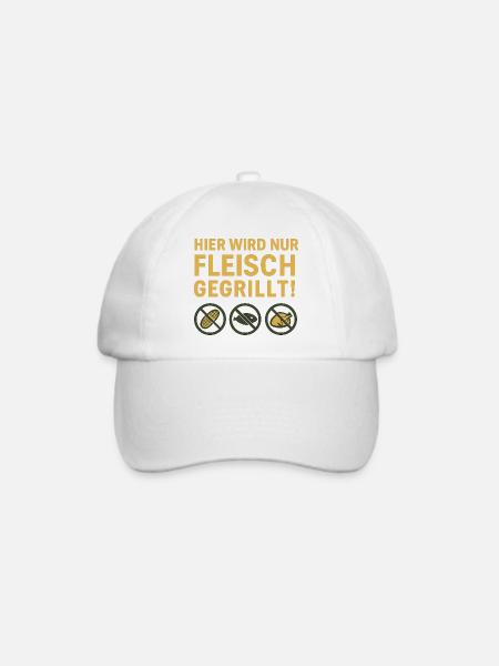 Hier wird nur Fleisch...witziges Motiv - Baseballkappe - Weiß/Weiß