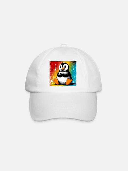 Pinguin - Baseballkappe - Weiß/Weiß