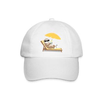 Faultier mit Sonnenbrille und Cocktail - Baseballkappe - Weiß/Weiß - Vorne
