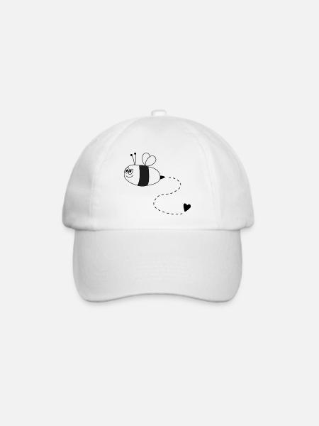 Biene mit Herz - Baseballkappe - Weiß/Weiß