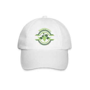 Burgunderfarbenes Rebenlogo mit Schnecken - Baseballkappe - Weiß/Weiß - Vorne
