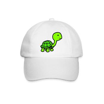 Schildkröte langer Hals lächelt glücklich lustig - Baseballkappe - Weiß/Weiß - Vorne