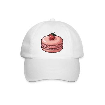 Erdbeer-Macaron-Dessert - Baseballkappe - Weiß/Weiß - Vorne