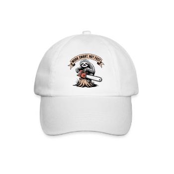 Work Smart Not Fast Sloth Kettensäge - Baseballkappe - Weiß/Weiß - Vorne