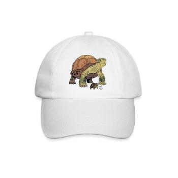 Detailreiche Schildkröte mit Jungem - Baseballkappe - Weiß/Weiß - Vorne