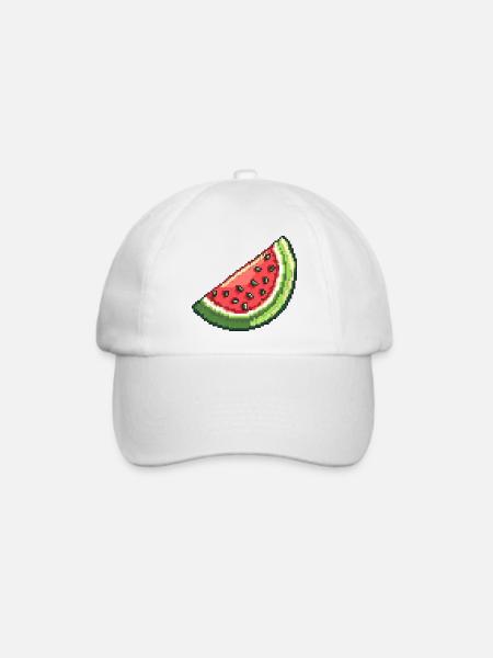Pixel Wassermelone Slice - Baseballkappe - Weiß/Weiß