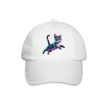 Kätzchen - Cooles Low-Poly-Logo - Baseballkappe - Weiß/Weiß - Vorne