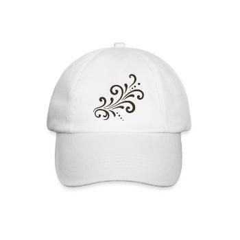 Braune Ornamentblüte Swirl - Baseballkappe - Weiß/Weiß - Vorne