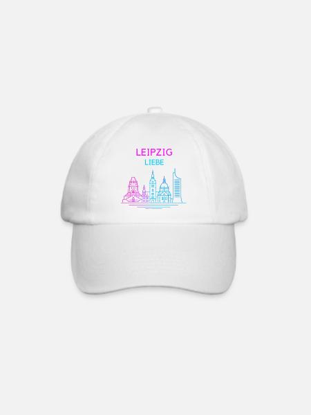Leipzig Neon Skyline Liebe - Baseballkappe - Weiß/Weiß