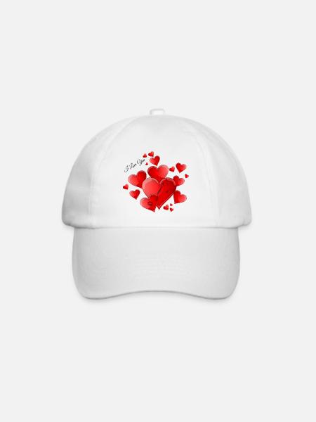 Herzen in Liebe, ich liebe dich - Baseballkappe - Weiß/Weiß