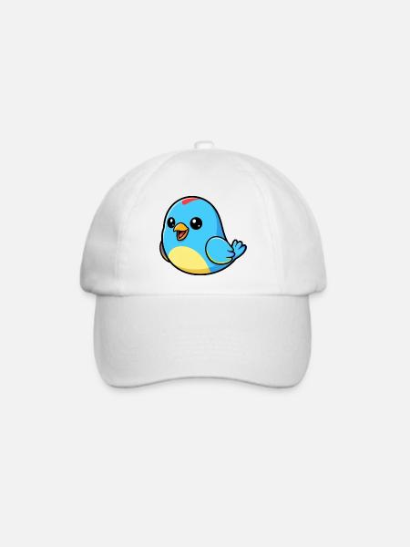 Fröhlicher Blauer Vogel Cartoon - Baseballkappe - Weiß/Weiß