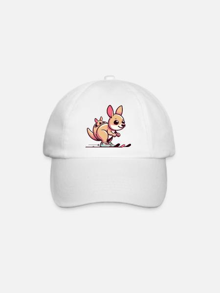 Känguru Mit Baby Im Beutel Süß Und Fröhlich - Baseballkappe - Weiß/Weiß