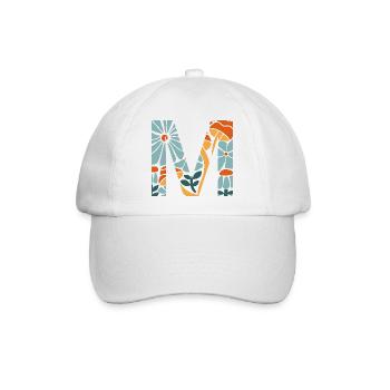 Buchstabe m Blumen groovy Geschenkidee - Baseballkappe - Weiß/Weiß - Vorne