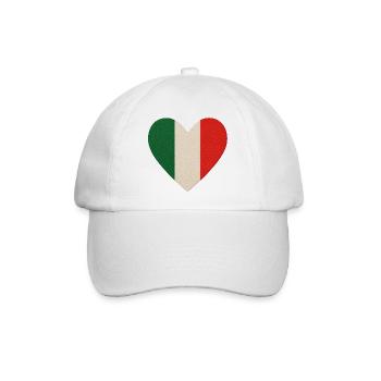 Dreifarbiges Herz Italien - Baseballkappe - Weiß/Weiß - Vorne