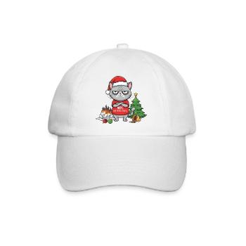 Grimmiger Weihnachtskater verweigert Santa - Baseballkappe - Weiß/Weiß - Vorne