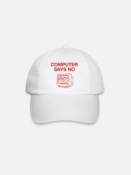 Retro Computer Says No Design - Baseballkappe - Weiß/Weiß