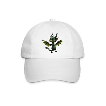 Geflügelter Grüner Drache - Baseballkappe - Weiß/Weiß - Vorne